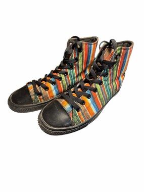 Yes We Vibe Striped High-Top Canvas Sneakers - Multicolor Sz 7.5